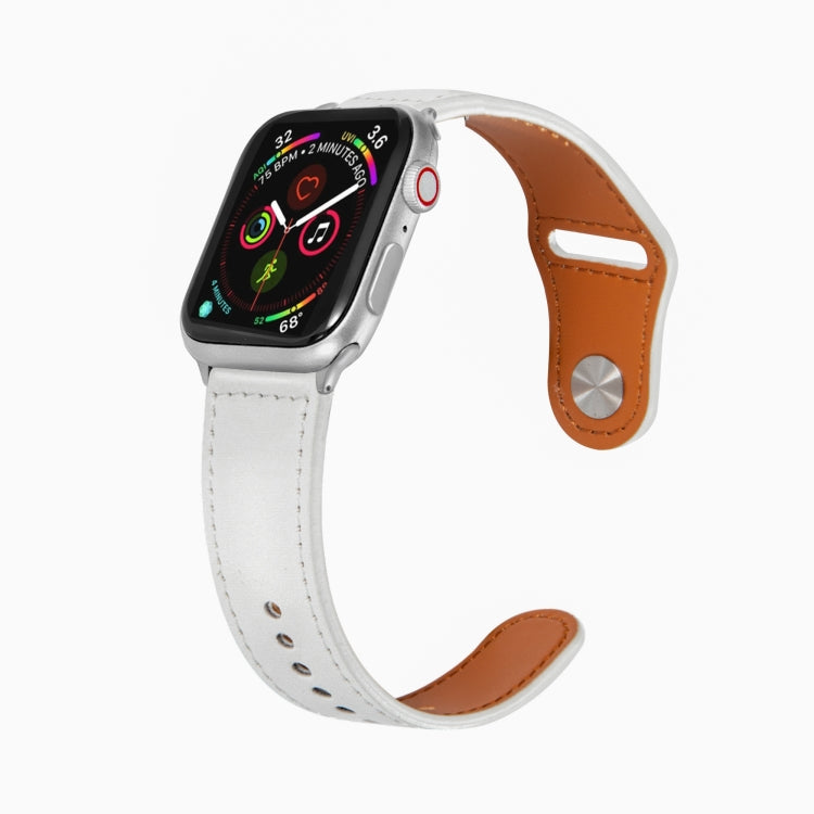 Nail Silver Buckle Leather Watch Band For Apple Watch Series, For Apple Watch Series 9&8&7 41mm / SE 3&SE 2&6&SE&5&4 40mm / 3&2&1 38mm, For Apple Watch Ultra 49mm&Watch Ultra 2 49mm / Series 9&8&7 45mm / SE 3&SE 2&6&SE&5&4 44mm                         ...