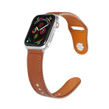 Nail Silver Buckle Leather Watch Band For Apple Watch Series, For Apple Watch Series 9&8&7 41mm / SE 3&SE 2&6&SE&5&4 40mm / 3&2&1 38mm, For Apple Watch Ultra 49mm&Watch Ultra 2 49mm / Series 9&8&7 45mm / SE 3&SE 2&6&SE&5&4 44mm                         ...