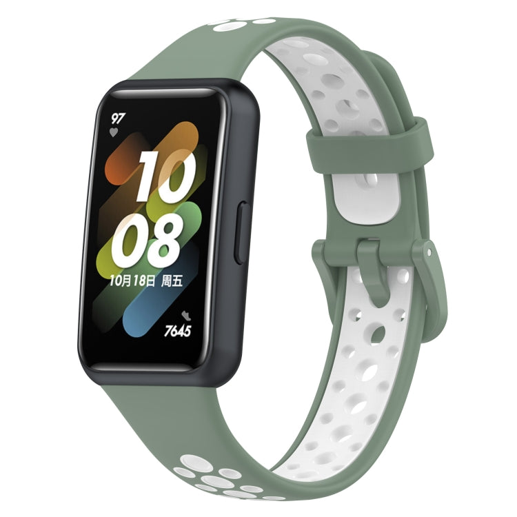 Two-color Breathable Silicone Watch Band, For Huawei Band 7 / 7 NFC