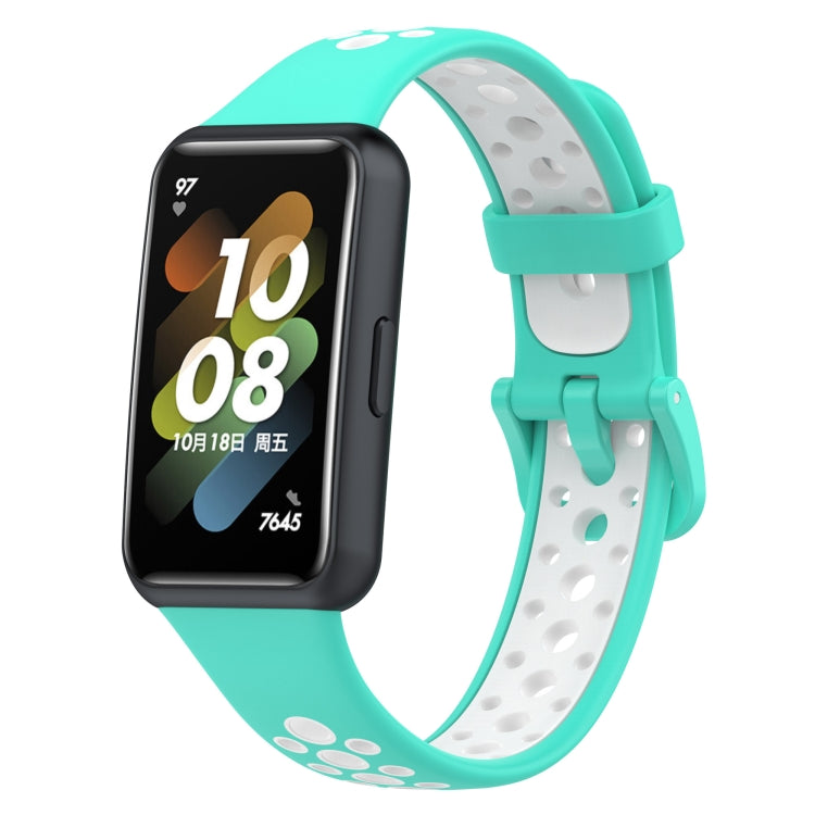 Two-color Breathable Silicone Watch Band, For Huawei Band 7 / 7 NFC