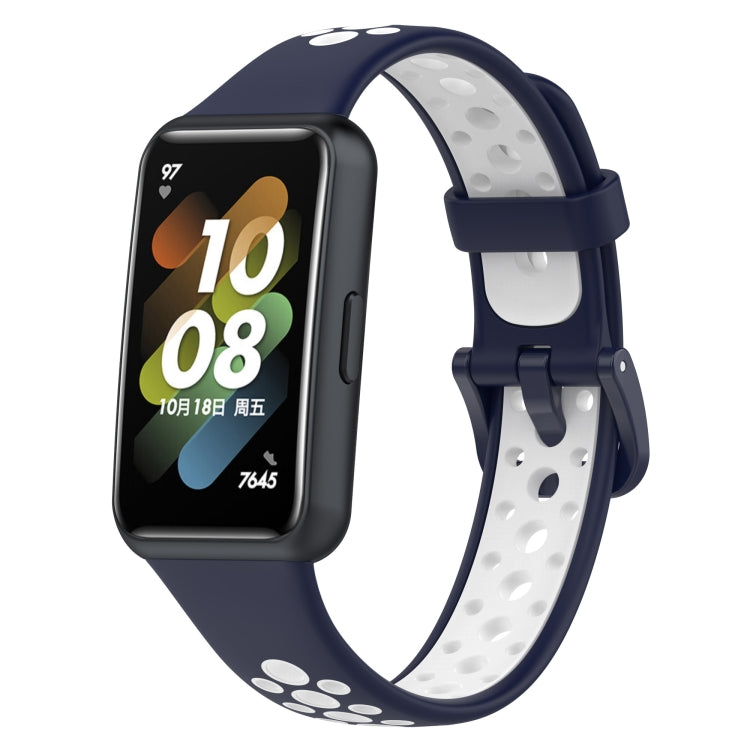 Two-color Breathable Silicone Watch Band, For Huawei Band 7 / 7 NFC