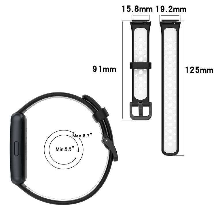 Two-color Breathable Silicone Watch Band, For Huawei Band 7 / 7 NFC