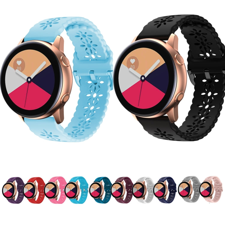 Plum Blossom Hollowed Silicone Watch Band, For Samsung Galaxy Watch4 20mm, For Huawei Watch GT 3 Pro 22mm