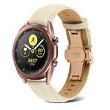 Butterfly Buckle Stitching Genuine Leather Watch Band, For Samsung Galaxy Watch4 20mm, For Huawei Watch GT 3 Pro 22mm