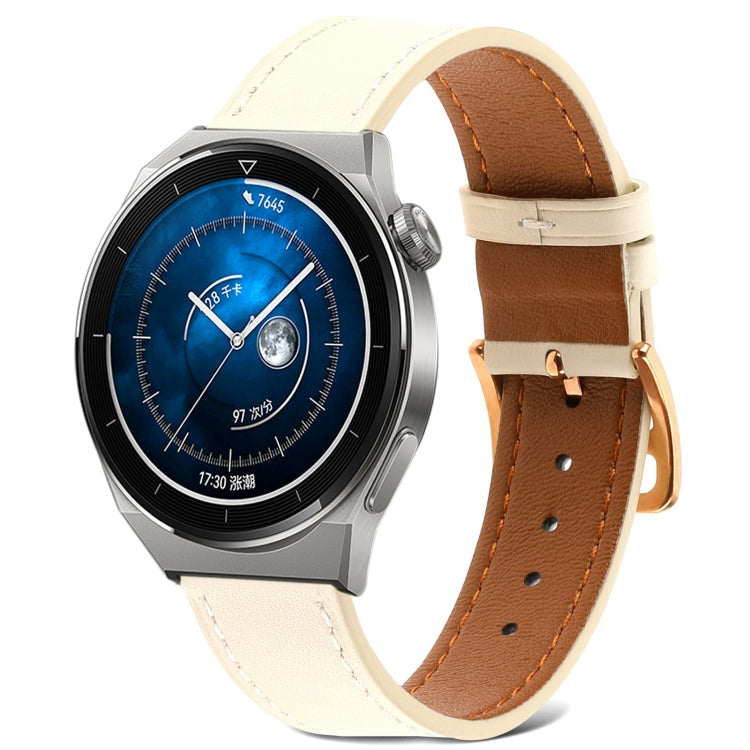 Plain Weave Genuine Leather Watch Band, For Samsung Galaxy Watch4 20mm, For Huawei Watch GT 3 Pro 22mm