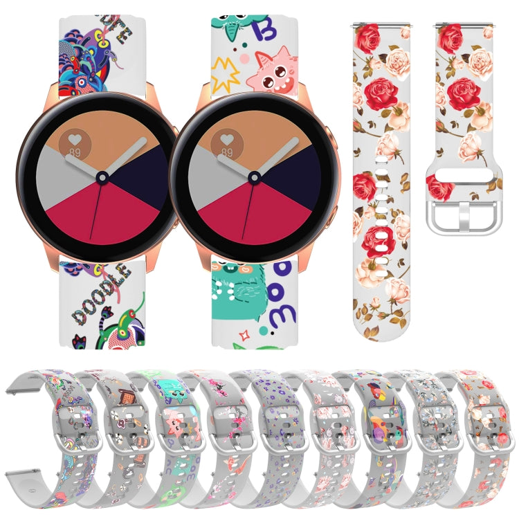 Transparent Printed TPU Silicone Watch Band, For Samsung Galaxy Watch4 20mm, For Huawei Watch GT 3 Pro 22mm