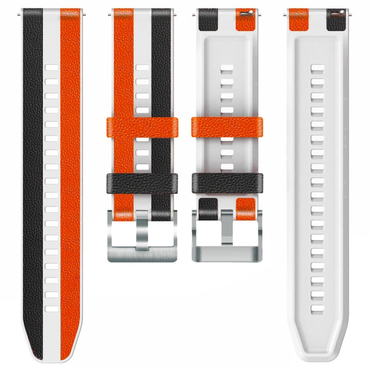 22mm Silicone + Leather Tri-color Watch Band, For Huawei Watch GT 3 Pro