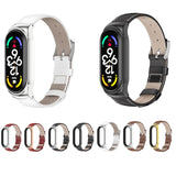 MIJOBS CS Metal Case Genuine Leather Top Layer Cowhide Watch Band, For Xiaomi Mi Band 7 / 7 NFC