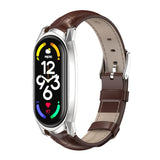 MIJOBS GT Metal Case Top Layer Cowhide Watch Band, For Xiaomi Mi Band 7 / 7 NFC