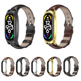 MIJOBS GT Metal Case Top Layer Cowhide Watch Band, For Xiaomi Mi Band 7 / 7 NFC