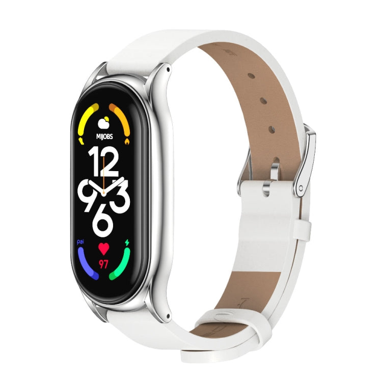 MIJOBS Plus Metal Case Microfiber Leather Watch Band, For Xiaomi Mi Band 7 / 7 NFC