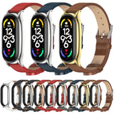 MIJOBS Plus Metal Case Microfiber Leather Watch Band, For Xiaomi Mi Band 7 / 7 NFC