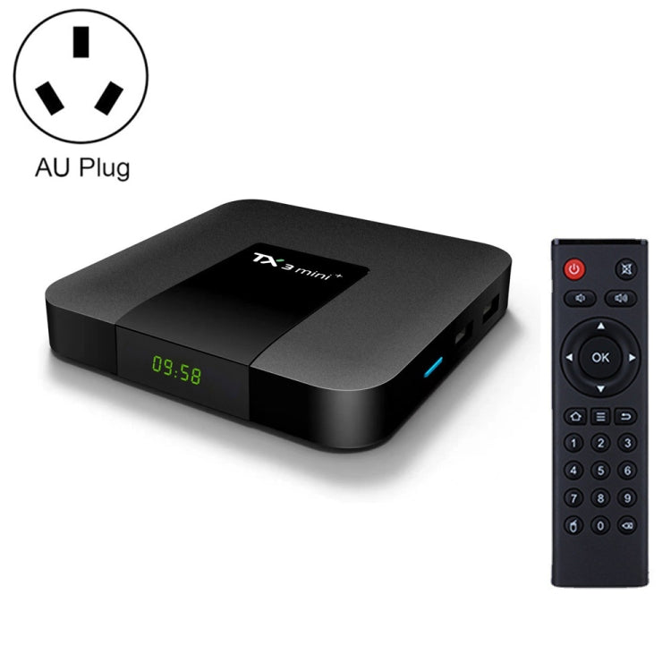 TX3 mini+ Android 11.0 Smart TV Box, Amlogic S905W2 Quad Core, TX3 mini+, 2GB+16GB, 2.4GHz WiFi, TX3 mini+, 2GB+16GB, 2.4GHz / 5GHz WiFi, TX3 mini+, 4GB+32GB, 2.4GHz / 5GHz WiFi, TX3 mini+, 4GB+64GB, 2.4GHz / 5GHz WiFi TX3 mini+, 2GB+16GB, 2.4GHz WiFi AU Plug