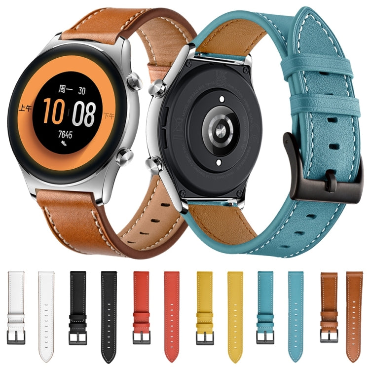 22mm Cowhide Leather Sewing Thread Watch Band, For Honor Watch GS 3