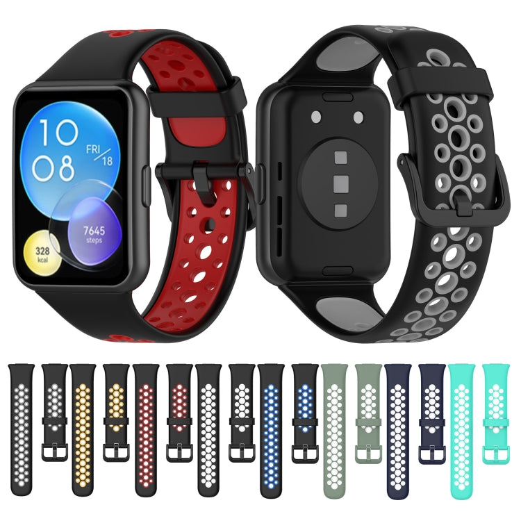 For Huawei Watch Fit 2 Two-Color Breathable Silicone Watch Band