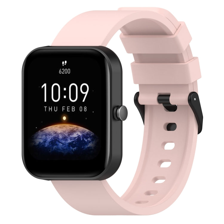 20mm Step Silicone Strap Stainless Steel Black Buckle, For Amazfit Bip 3