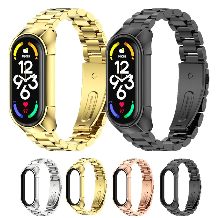 For Xiaomi Mi Band 7 / 7 NFC MIJOBS Stainless Steel Watch Band, TF2 Tri-Bead, TF2 V Type, Bone Chain