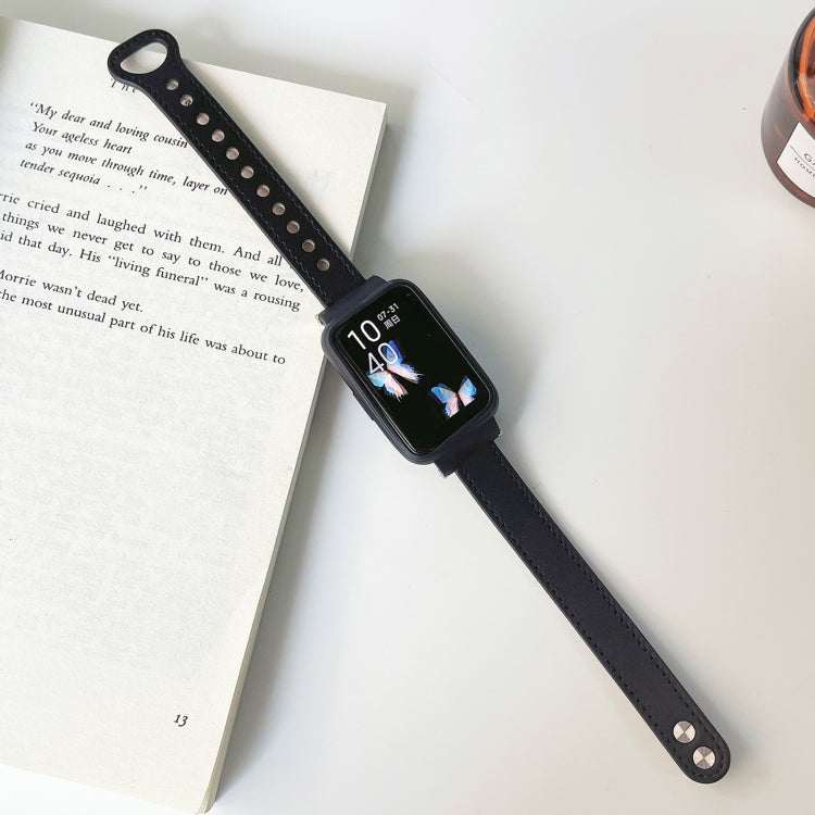 Double Rivets Leather Watch Band, For Xiaomi Mi Band 7 Pro