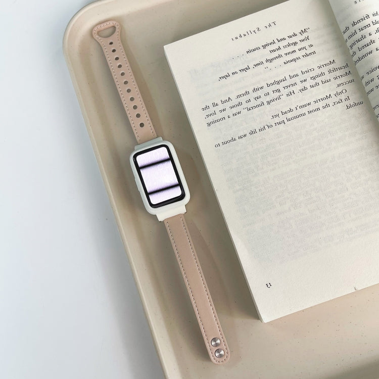 Double Rivets Leather Watch Band, For Xiaomi Mi Band 7 Pro