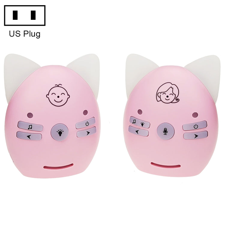 Wireless Audio Baby Monitor Support Voice Monitoring + Intercom + Night Light without Battery, US Plug, UK Plug, EU Plug, AU Plug US Plug Pink