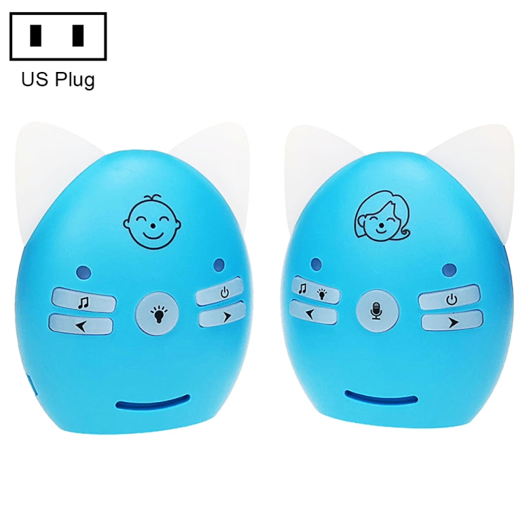 Wireless Audio Baby Monitor Support Voice Monitoring + Intercom + Night Light without Battery, US Plug, UK Plug, EU Plug, AU Plug US Plug Blue
