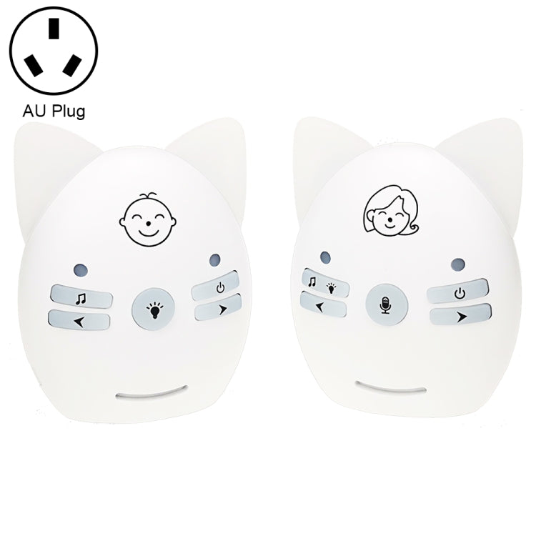 Wireless Audio Baby Monitor Support Voice Monitoring + Intercom + Night Light without Battery, US Plug, UK Plug, EU Plug, AU Plug AU Plug White