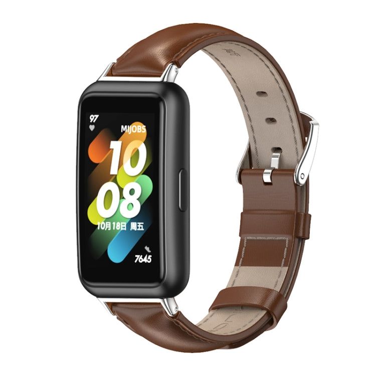 MIJOBS Cowhide Leather Watch Band, For Huawei Band 7 / 7 NFC