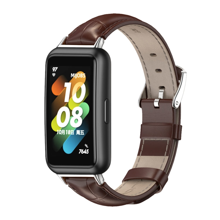 MIJOBS Cowhide Leather Watch Band, For Huawei Band 7 / 7 NFC