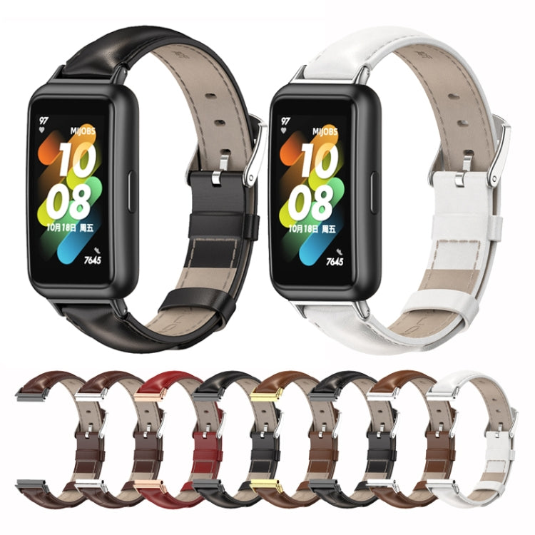 MIJOBS Cowhide Leather Watch Band, For Huawei Band 7 / 7 NFC