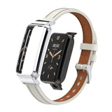 Microfiber Leather Metal Frame Watch Band, For Xiaomi Mi Band 7 Pro