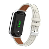 Microfiber Leather Metal Frame Watch Band, For Xiaomi Mi Band 7 Pro