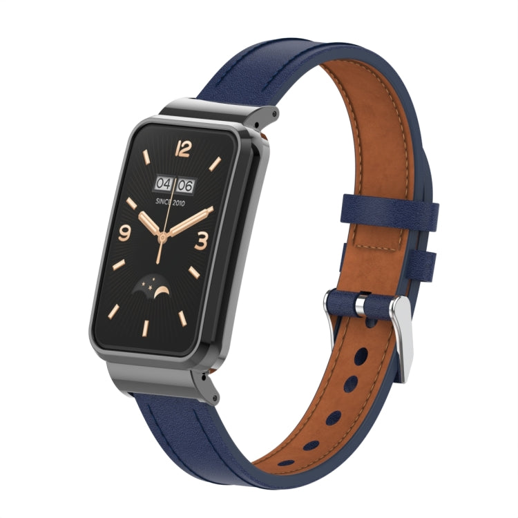 Microfiber Leather Metal Frame Watch Band, For Xiaomi Mi Band 7 Pro