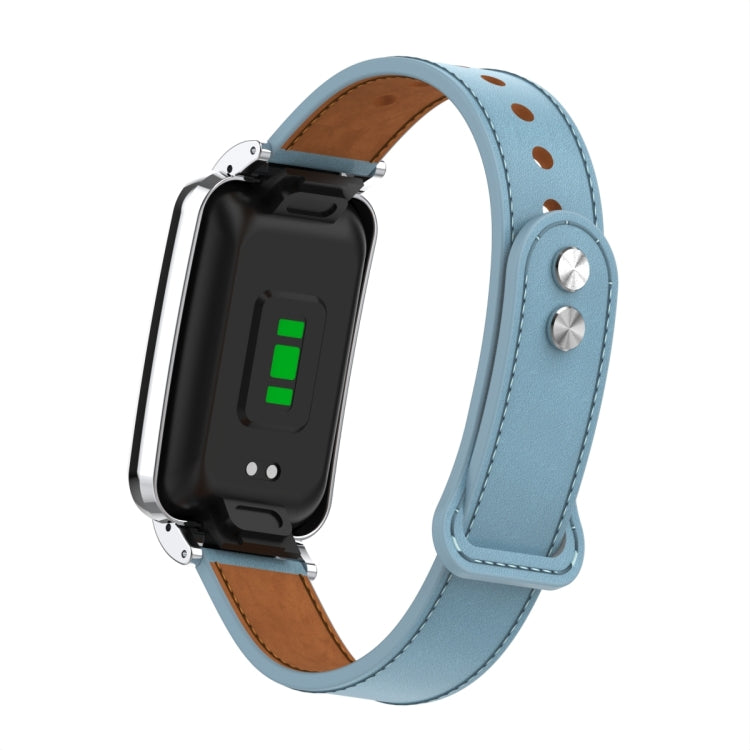 Double Stud Leather Metal Frame Watch Band, For Xiaomi Mi Band 7 Pro