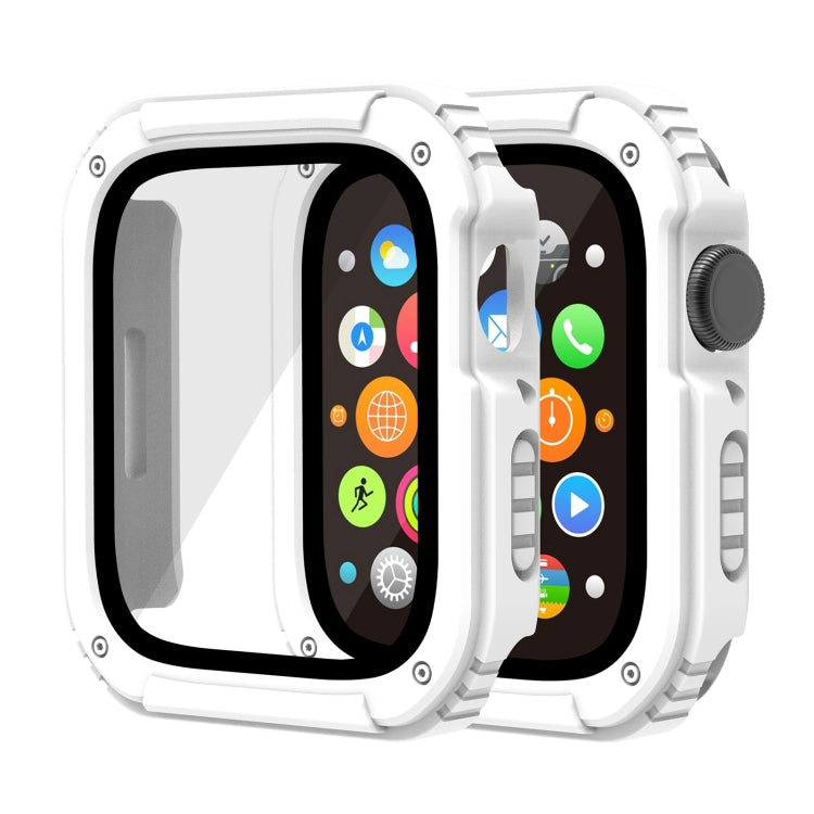 2 in 1 Screen Tempered Glass Film Protective Case, For Apple Watch Series 9 / 8 / 7 45mm, For Apple Watch Series 9 / 8 / 7 41mm, For Apple Watch Series 6 / 5 / 4 / SE 44mm, For Apple Watch Series 6 / 5 / 4 / SE 40mm, For Apple Watch Series 3 & 2 & 1 42...