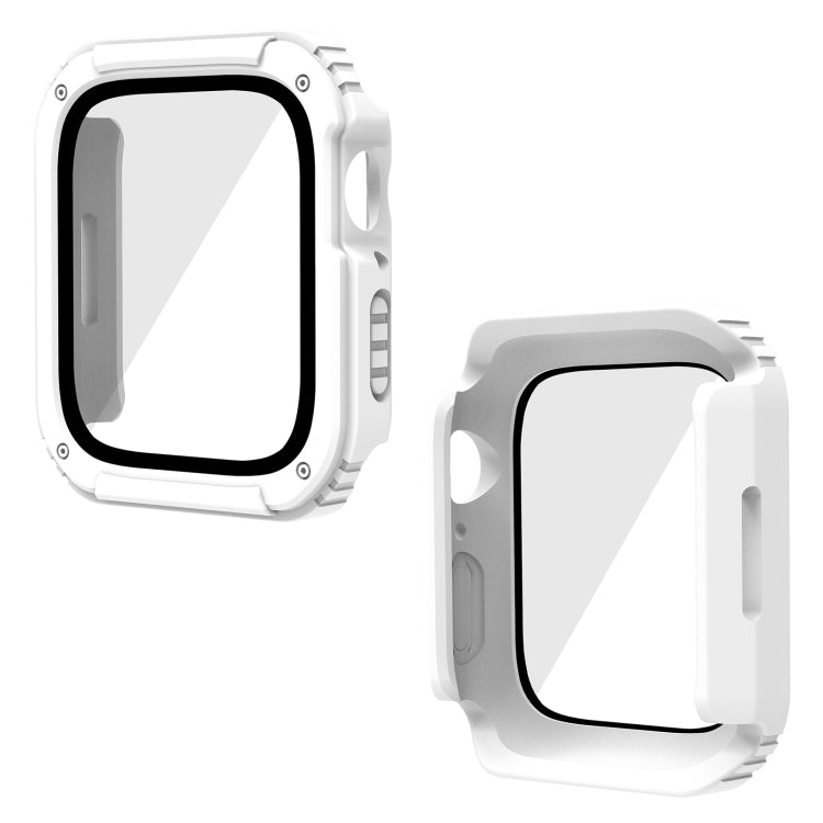 2 in 1 Screen Tempered Glass Film Protective Case, For Apple Watch Series 9 / 8 / 7 45mm, For Apple Watch Series 9 / 8 / 7 41mm, For Apple Watch Series 6 / 5 / 4 / SE 44mm, For Apple Watch Series 6 / 5 / 4 / SE 40mm, For Apple Watch Series 3 & 2 & 1 42...