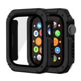 2 in 1 Screen Tempered Glass Film Protective Case, For Apple Watch Series 9 / 8 / 7 45mm, For Apple Watch Series 9 / 8 / 7 41mm, For Apple Watch Series 6 / 5 / 4 / SE 44mm, For Apple Watch Series 6 / 5 / 4 / SE 40mm, For Apple Watch Series 3 & 2 & 1 42...