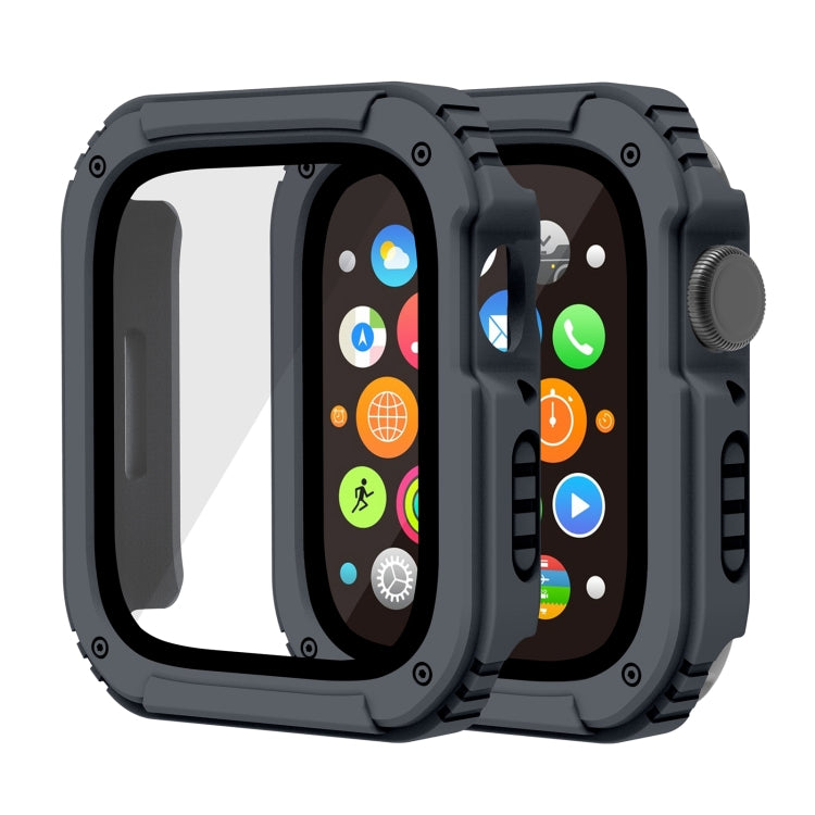 2 in 1 Screen Tempered Glass Film Protective Case, For Apple Watch Series 9 / 8 / 7 45mm, For Apple Watch Series 9 / 8 / 7 41mm, For Apple Watch Series 6 / 5 / 4 / SE 44mm, For Apple Watch Series 6 / 5 / 4 / SE 40mm, For Apple Watch Series 3 & 2 & 1 42...