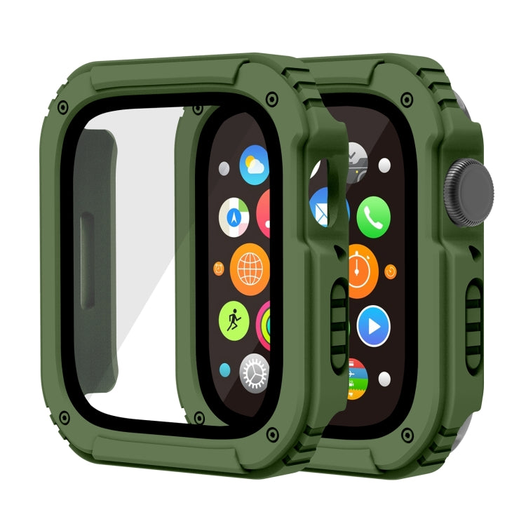 2 in 1 Screen Tempered Glass Film Protective Case, For Apple Watch Series 9 / 8 / 7 45mm, For Apple Watch Series 9 / 8 / 7 41mm, For Apple Watch Series 6 / 5 / 4 / SE 44mm, For Apple Watch Series 6 / 5 / 4 / SE 40mm, For Apple Watch Series 3 & 2 & 1 42...