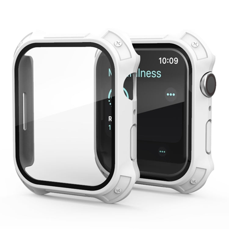 2 in 1 Frosted PC Frame + Screen Tempered Glass Film Protective Case, For Apple Watch Series 9 / 8 / 7 45mm, For Apple Watch Series 9 / 8 / 7 41mm
