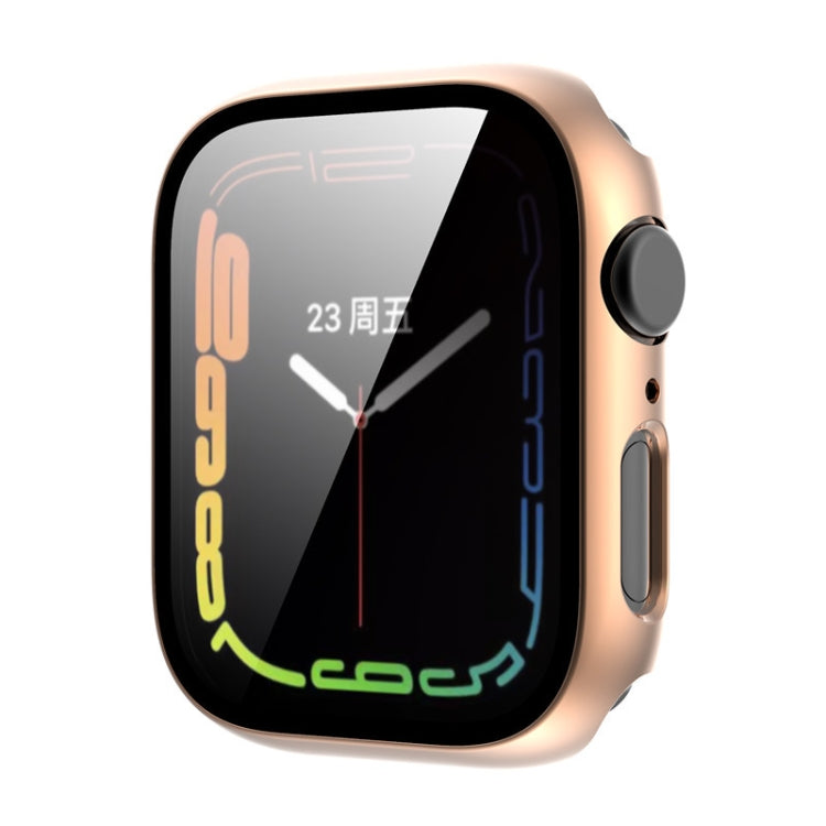 Tempered Glass Film Plating PC Watch Case, For Apple Watch Series 9 / 8 & 7 45mm, For Apple Watch Series 9 / 8 & 7 41mm