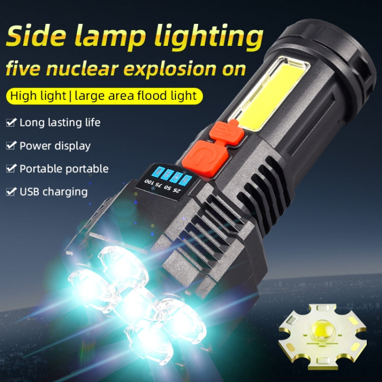 Strong Bright 5 Core LED Flashlight USB Rechargeable Powerful Torch, F-T25