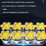 Super Bright Waterproof 8 LED Camping Flashlight Lamp, USB Charging, Solar Charging