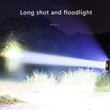 Super Bright Waterproof 8 LED Camping Flashlight Lamp, USB Charging, Solar Charging