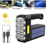 Super Bright Waterproof 8 LED Camping Flashlight Lamp, USB Charging, Solar Charging