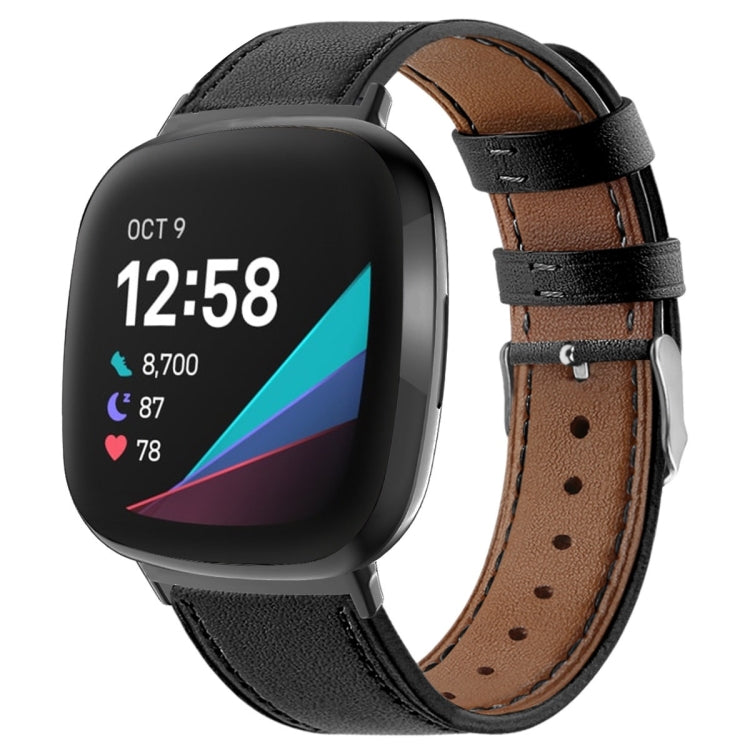 Round Tail Genuine Leather Watch Band, For Fitbit Versa 4 / Sense 2