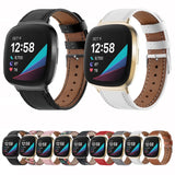 Round Tail Genuine Leather Watch Band, For Fitbit Versa 4 / Sense 2