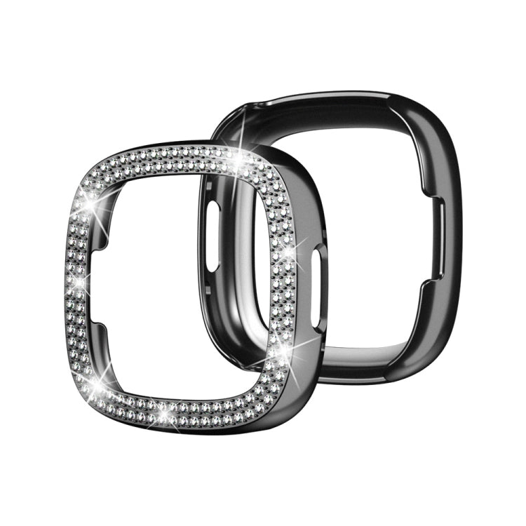 Double-Row Diamond Electroplating PC Watch Case, For Fitbit Versa 4 / Sense 2