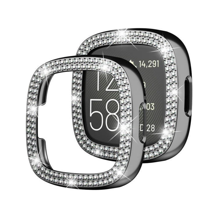 Double-Row Diamond Electroplating PC Watch Case, For Fitbit Versa 4 / Sense 2