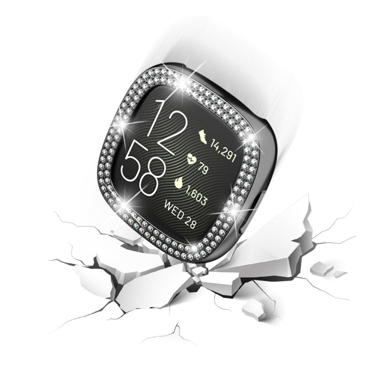 Double-Row Diamond Electroplating PC Watch Case, For Fitbit Versa 4 / Sense 2