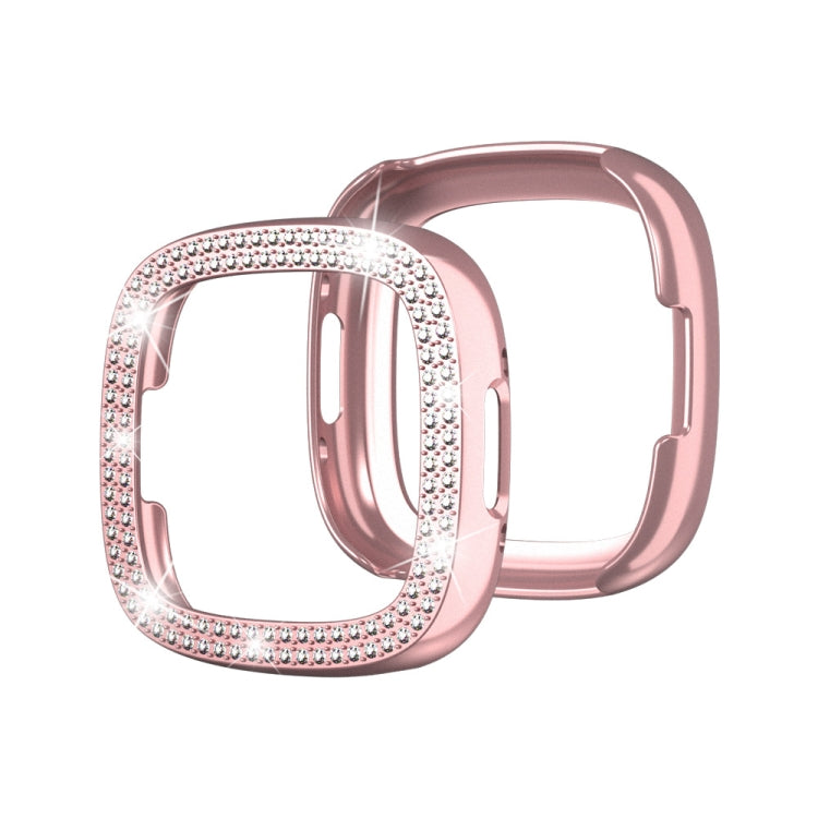 Double-Row Diamond Electroplating PC Watch Case, For Fitbit Versa 4 / Sense 2